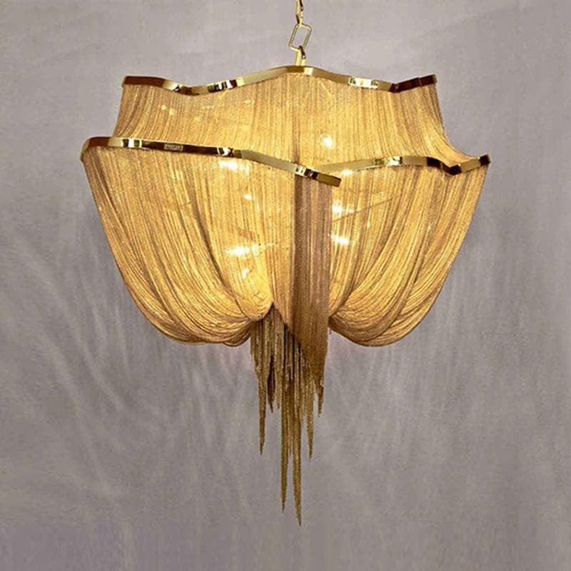 Alisa Luxury Double-Layer Aluminum Chain Tassel Chandelier - Zonesus