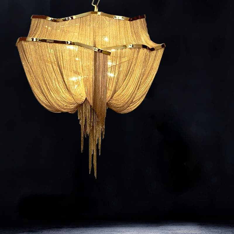 Alisa Luxury Double-Layer Aluminum Chain Tassel Chandelier - Zonesus