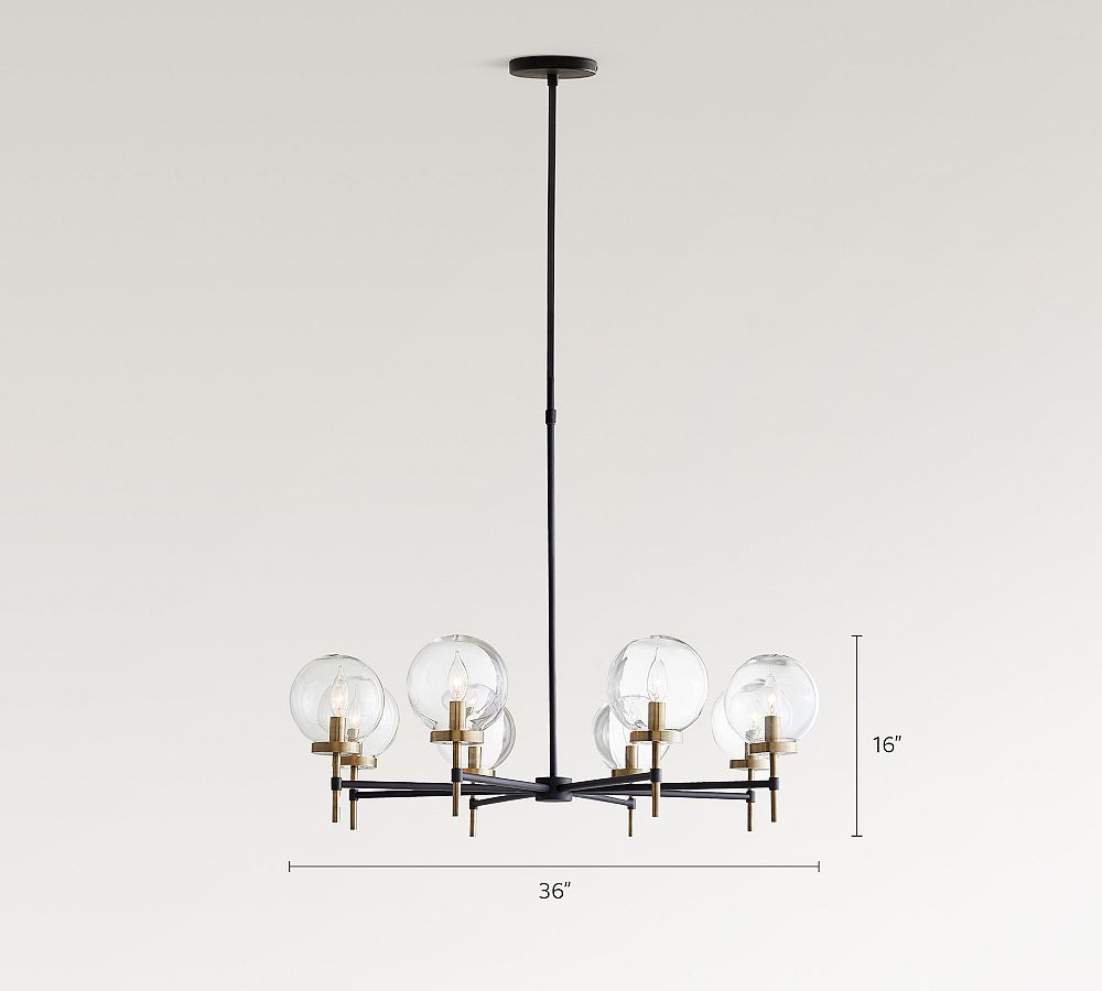 Camryn Glass Globe Round Chandelier (36") - Zonesus