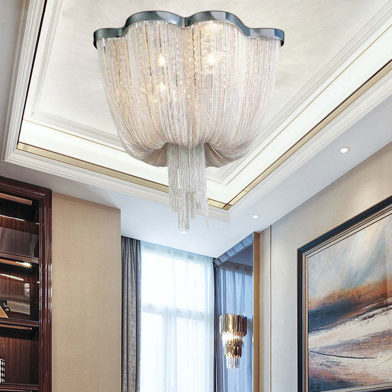 Tassel Ceiling Light Post-Modern Chandelier Aluminum Chain Light - Zonesus