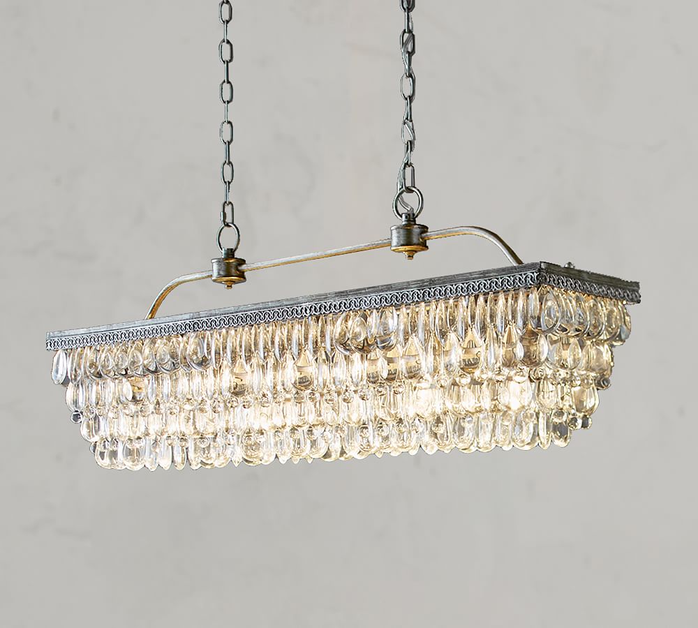 Clarissa Rectangular Crystal Chandelier (30"-40") - Zonesus