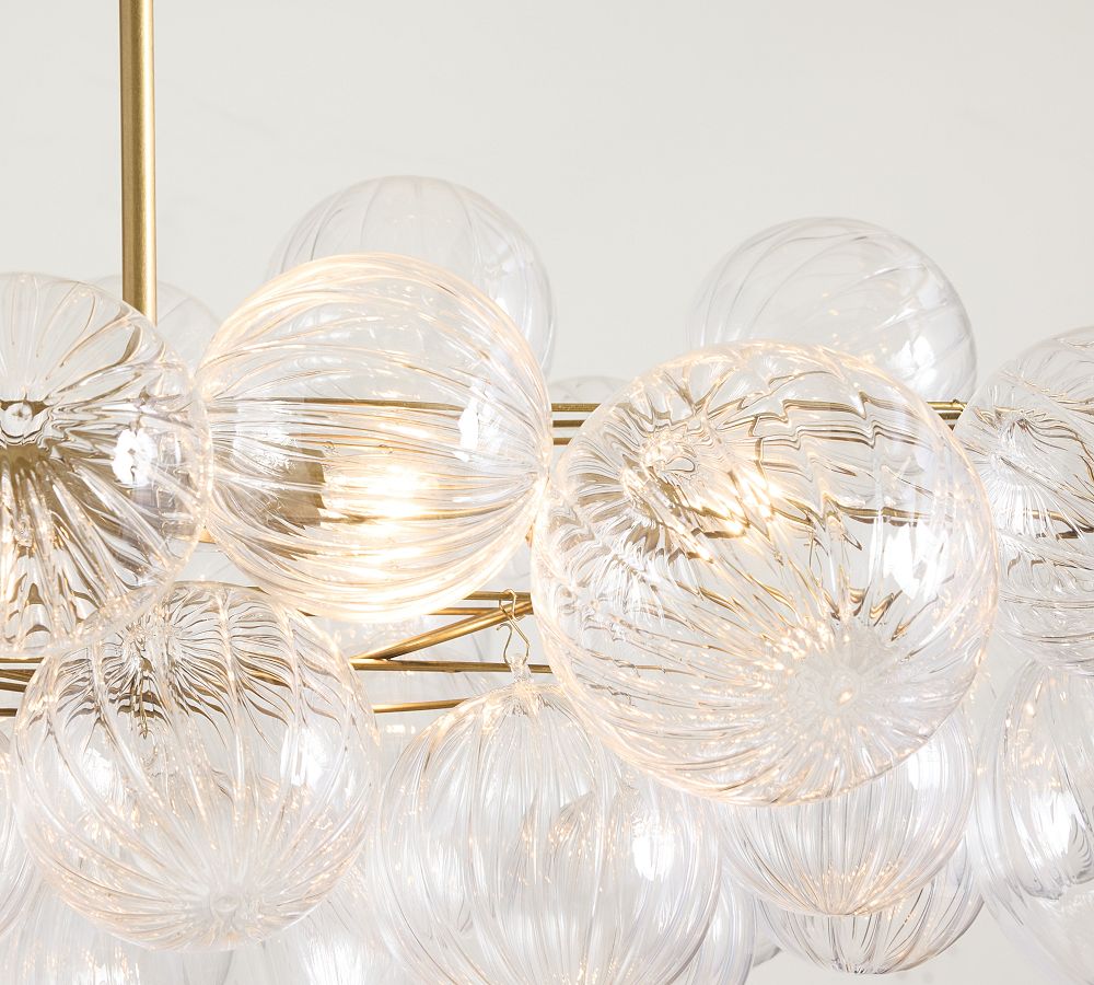 Cooper Glass Bubbled Oval Chandelier (40") - Zonesus