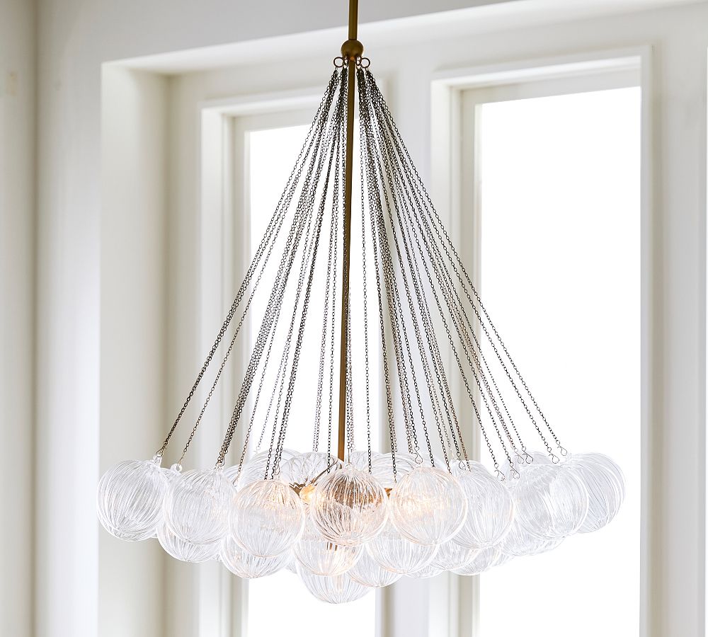 Cooper Glass Bubbled Round Chandelier (28") - Zonesus