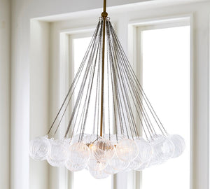 Cooper Glass Bubbled Round Chandelier (28") - Zonesus