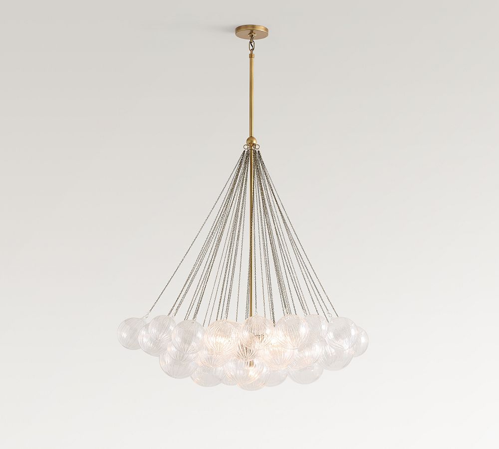 Cooper Glass Bubbled Round Chandelier (28") - Zonesus