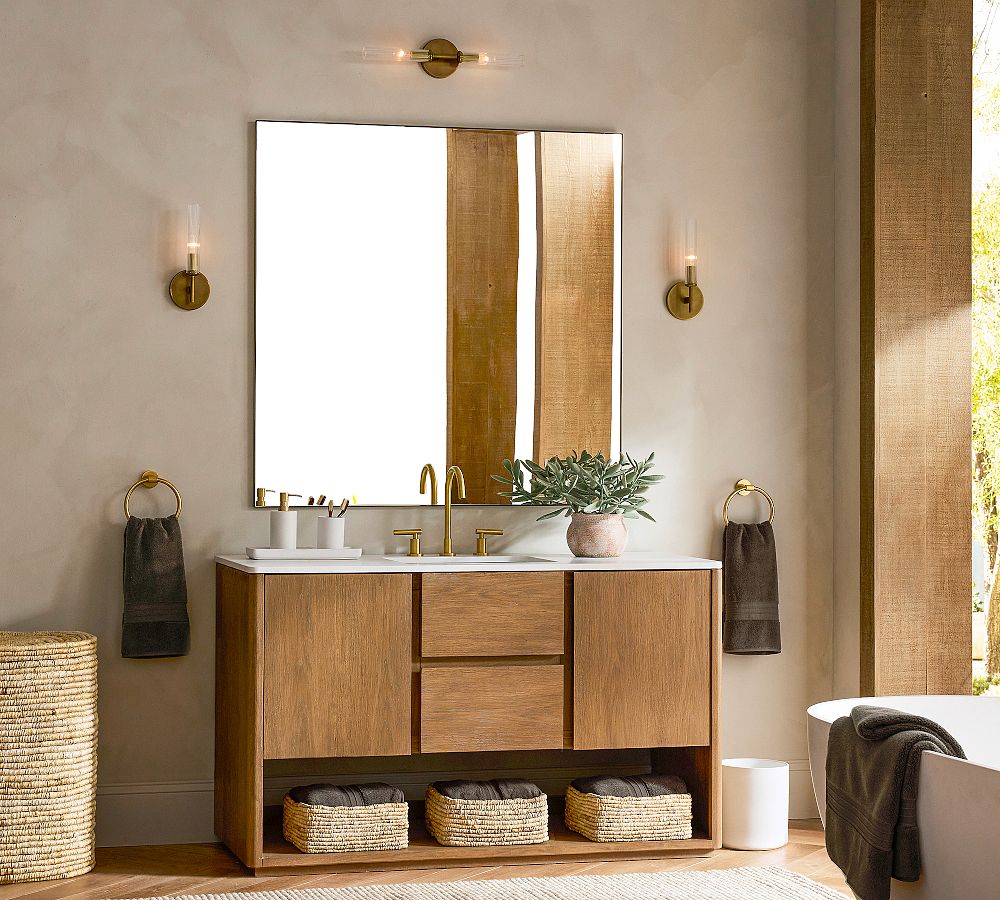 Cooper Ribbed Glass Double Tube Sconce (20") - Zonesus