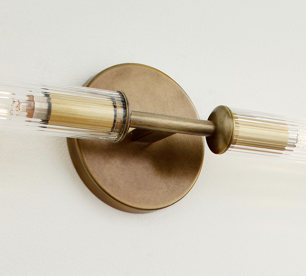 Cooper Ribbed Glass Double Tube Sconce (20") - Zonesus