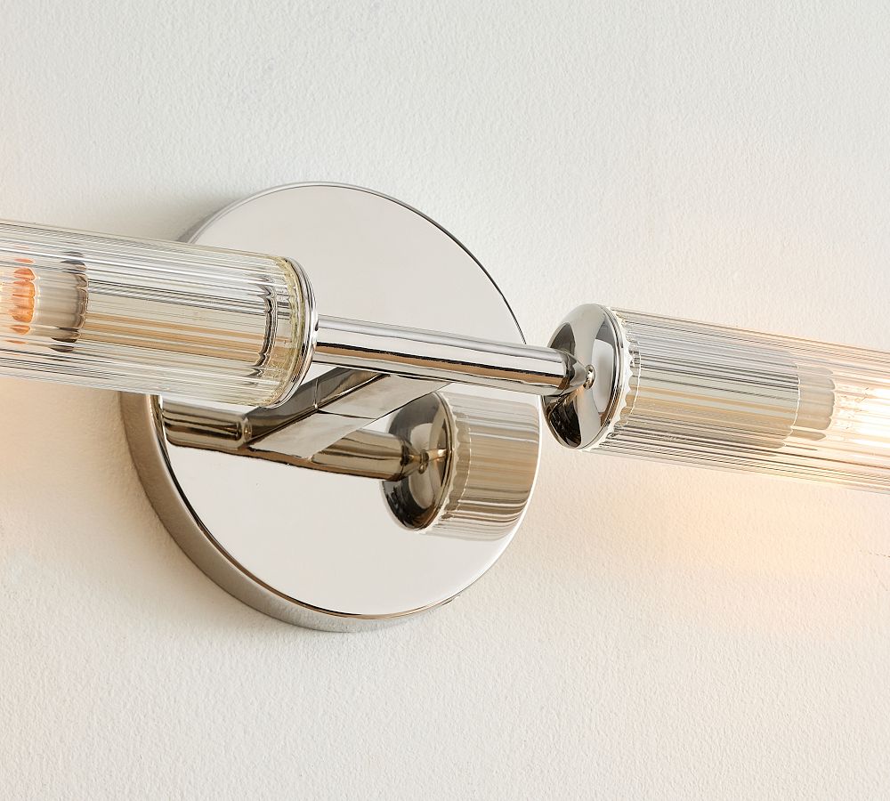 Cooper Ribbed Glass Double Tube Sconce (20") - Zonesus