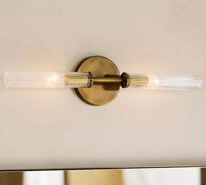 Cooper Ribbed Glass Double Tube Sconce (20") - Zonesus