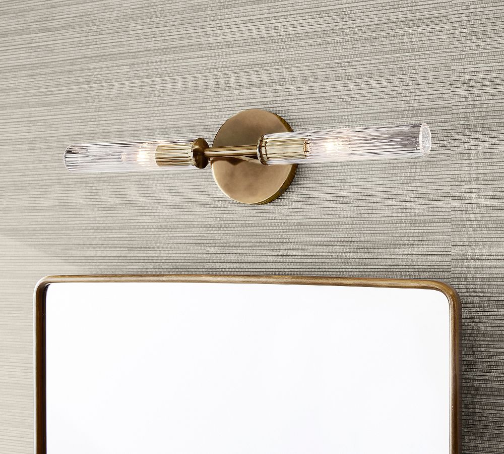 Cooper Ribbed Glass Double Tube Sconce (20") - Zonesus