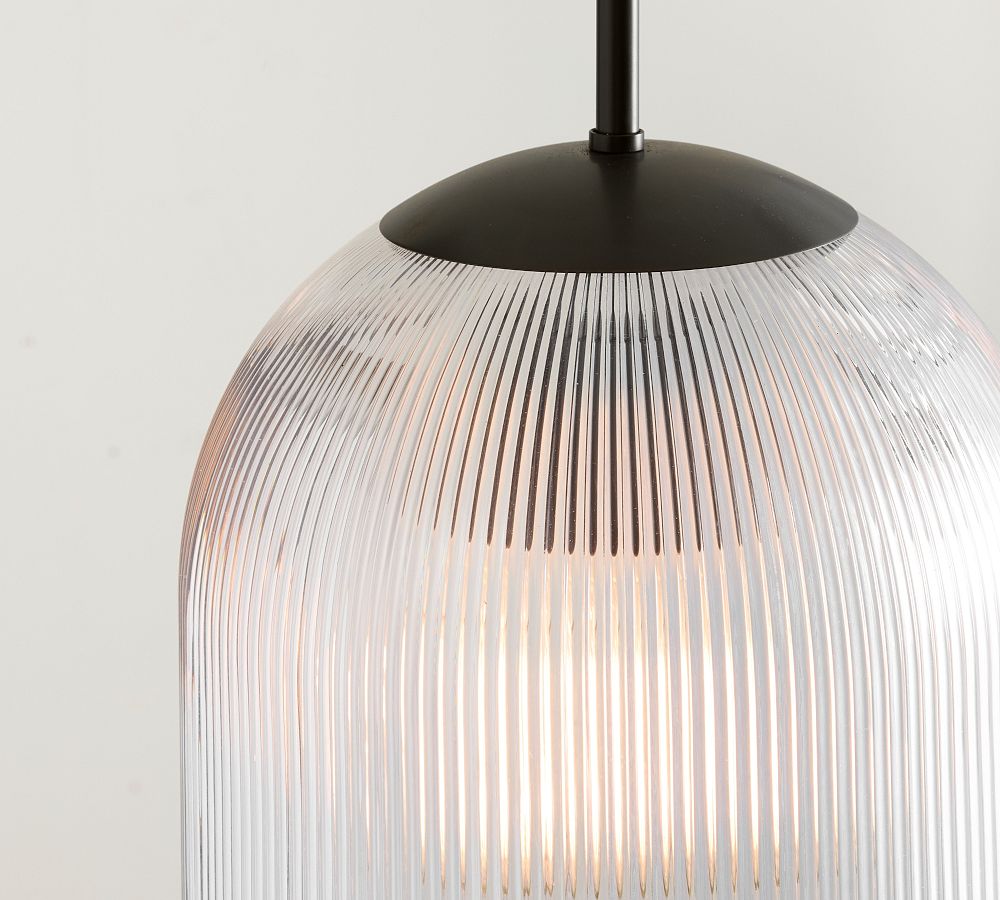 Cooper Ribbed Glass Pendant (10"-14") - Zonesus