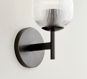Cooper Ribbed Glass Sconce (9") - Zonesus