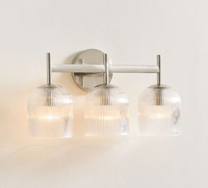 Cooper Ribbed Glass Triple Sconce (17") - Zonesus