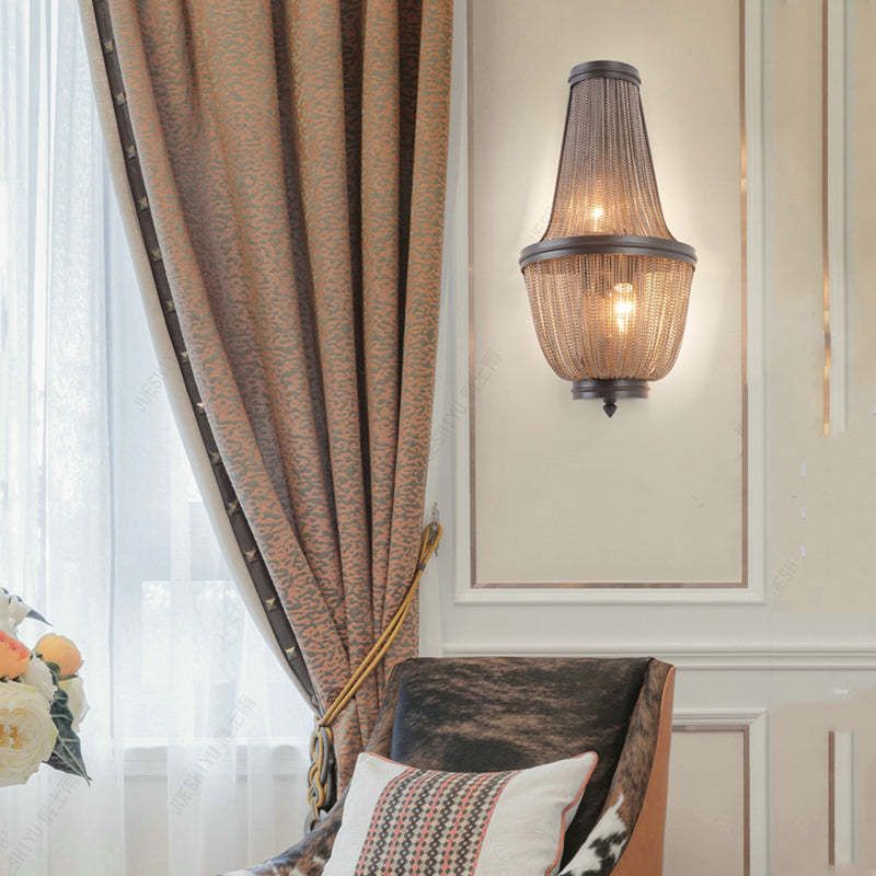 Tassel Aluminum Chain Wall Sconce In Living Room - Zonesus