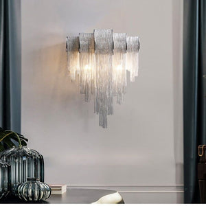 Alisa Luxury Plated Aluminum Chain Tassel Wall Sconce - Zonesus