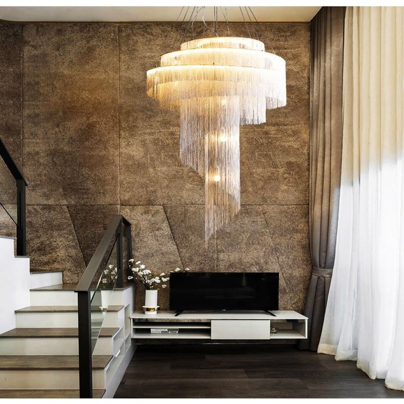 Alisa Luxury Aluminum Chain Tassel Ring Multilayer Chandelier - Zonesus