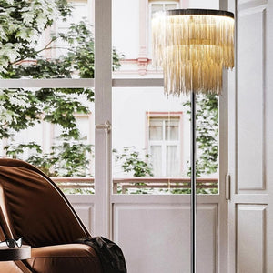 Alisa Luxury Hardware Aluminum Chain Tassel Floor Lamp(SINGLE-LAYER/DOUBLE-DECK) - Zonesus