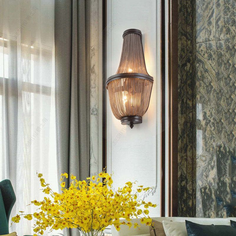 Tassel Aluminum Chain Wall Sconce In Living Room - Zonesus
