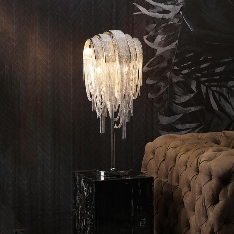Alisa Luxury Hardware Aluminum Chain Tassel Table Lamp - Zonesus