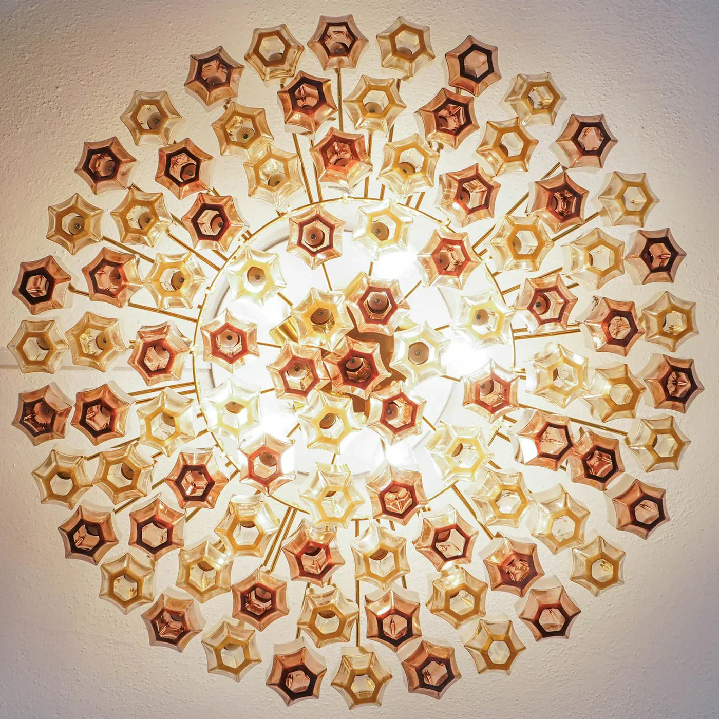 Prismatico 91 Elements Amber And Amethyst Compact Glass Chandelier 25" - Zonesus