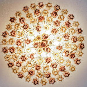 Prismatico 91 Elements Amber And Amethyst Compact Glass Chandelier 25" - Zonesus