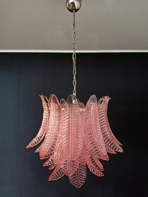 Murano Chandelier – 36 glass leaves – Pink - Zonesus