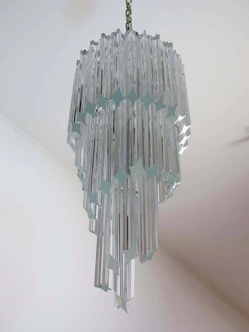 Murano Chandelier – Spiral – 54 prisms – Transparent - Zonesus