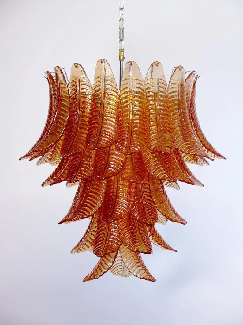 Murano Chandelier – 52 glass leaves – Amber - Zonesus