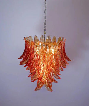 Murano Chandelier – 52 glass leaves – Amber - Zonesus