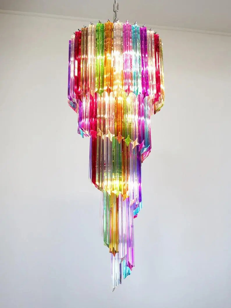 Murano chandelier – Spiral – 86 prisms – Multi - Zonesus