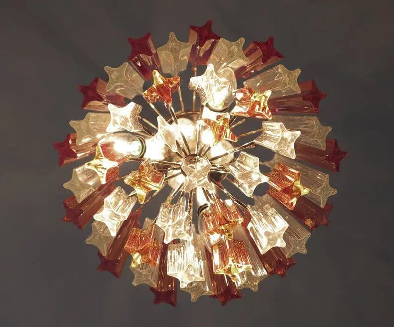 Murano Chandelier – 47 prisms – Amber/Transparent - Zonesus