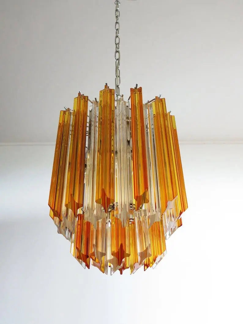 Murano Chandelier – 47 prisms – Amber/Transparent - Zonesus