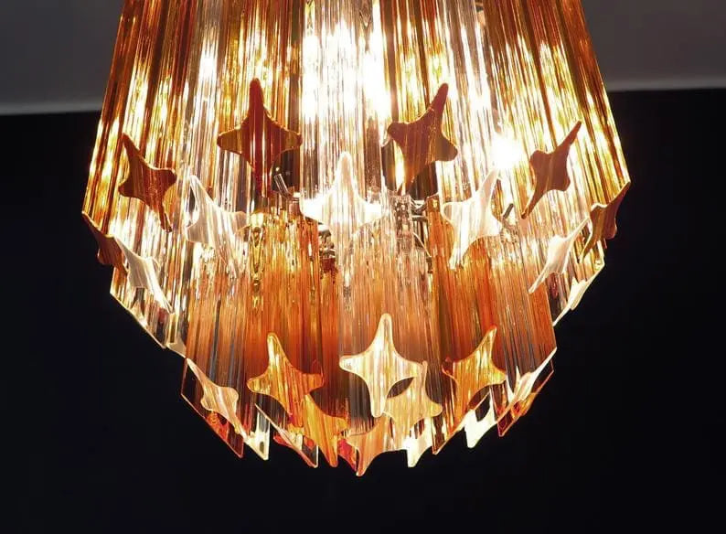 Murano Chandelier – 47 prisms – Amber/Transparent - Zonesus