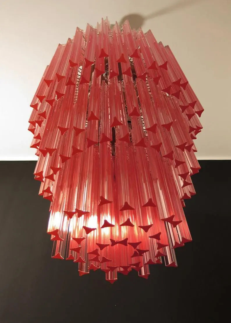 Murano Chandelier – Triedri – Pink – 242 prisms - Zonesus