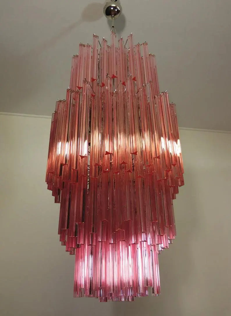 Murano Chandelier – Triedri – Pink – 242 prisms - Zonesus