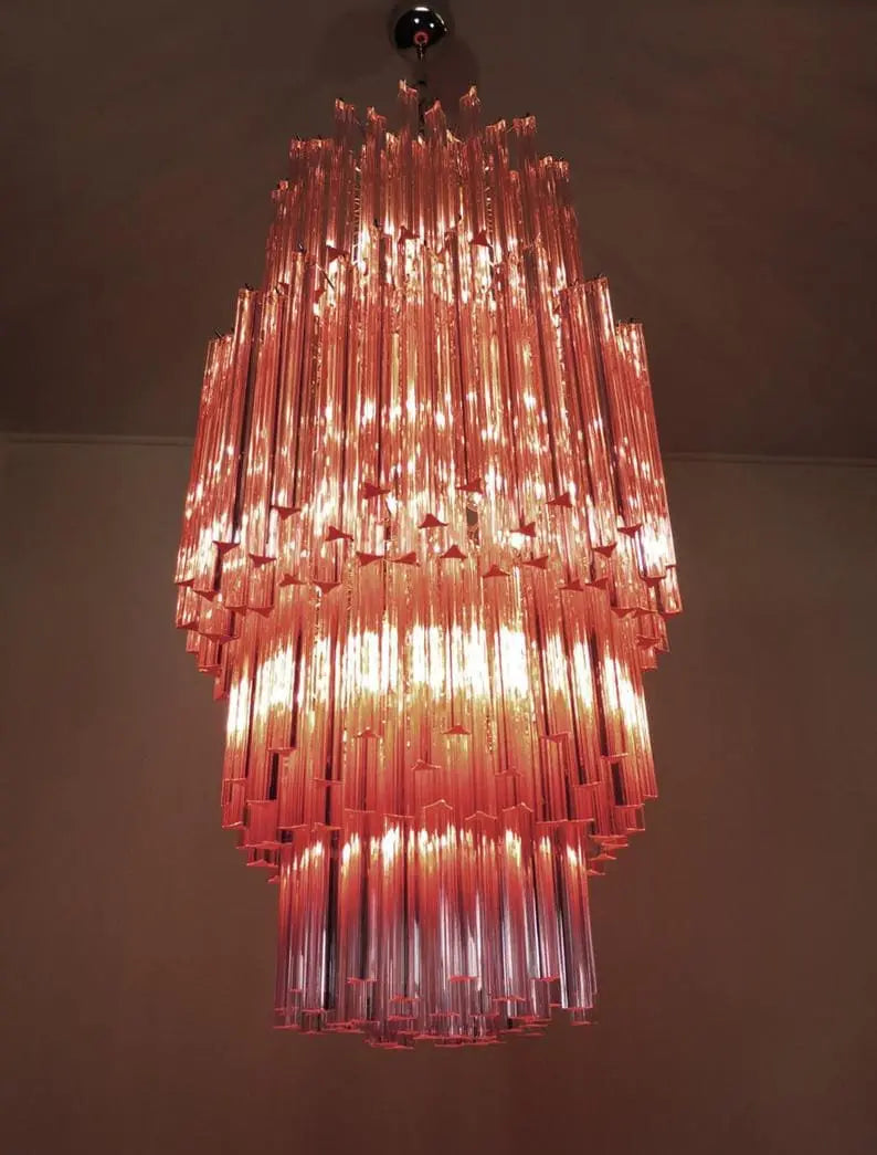 Murano Chandelier – Triedri – Pink – 242 prisms - Zonesus