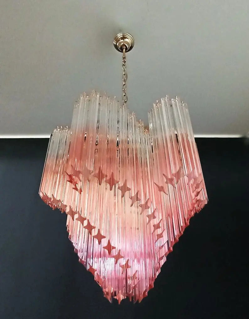 Murano Chandelier – Viennetta -114 prisms – Pink - Zonesus