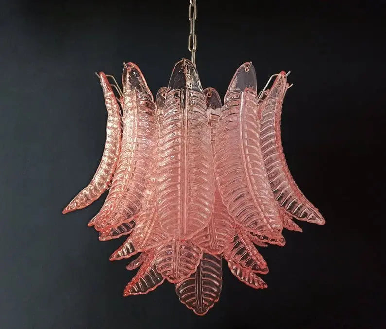 Murano Chandelier – 36 glass leaves – Pink - Zonesus