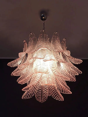 Murano Chandelier – 36 glass leaves – Pink - Zonesus