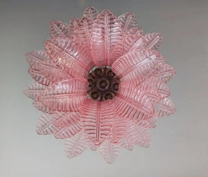 Murano Chandelier – 36 glass leaves – Pink - Zonesus