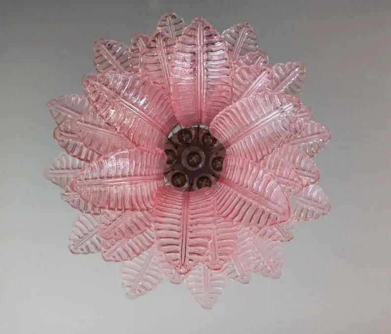 Murano Chandelier – 36 glass leaves – Pink - Zonesus