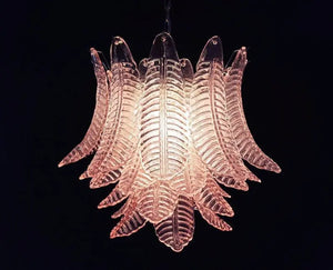 Murano Chandelier – 36 glass leaves – Pink - Zonesus