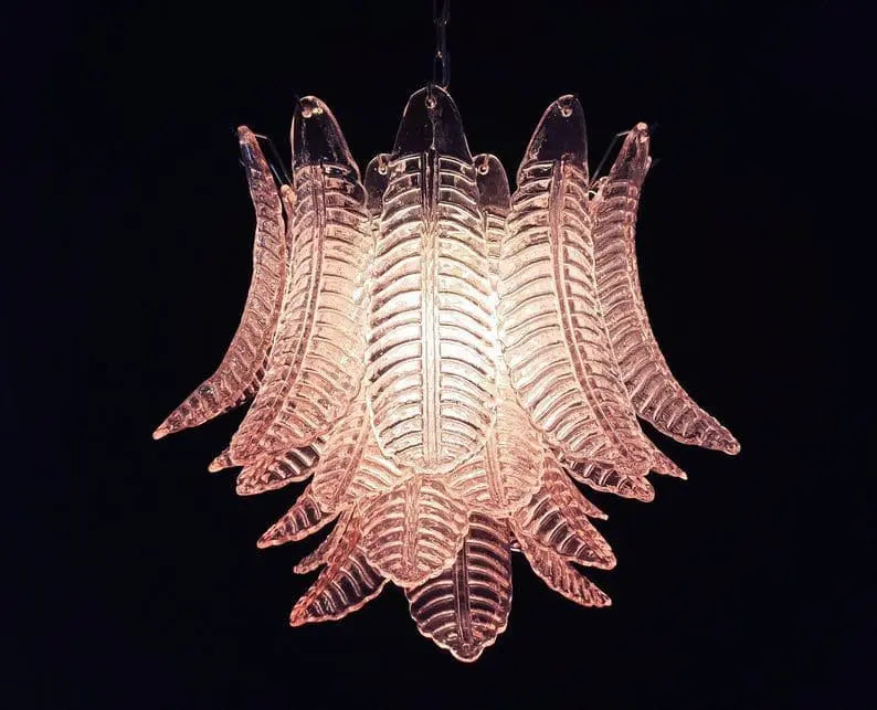 Murano Chandelier – 36 glass leaves – Pink - Zonesus