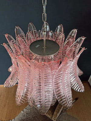 Murano Chandelier – 36 glass leaves – Pink - Zonesus