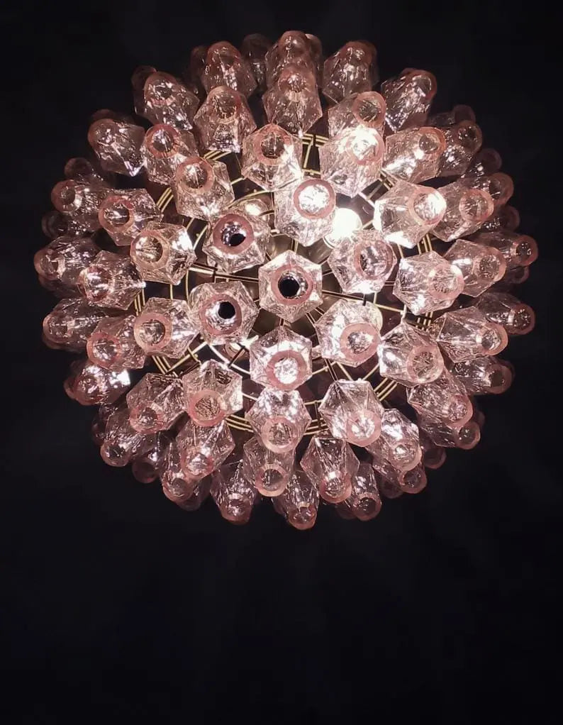 Murano Chandelier – Poliedri -140 glass – Pink - Zonesus