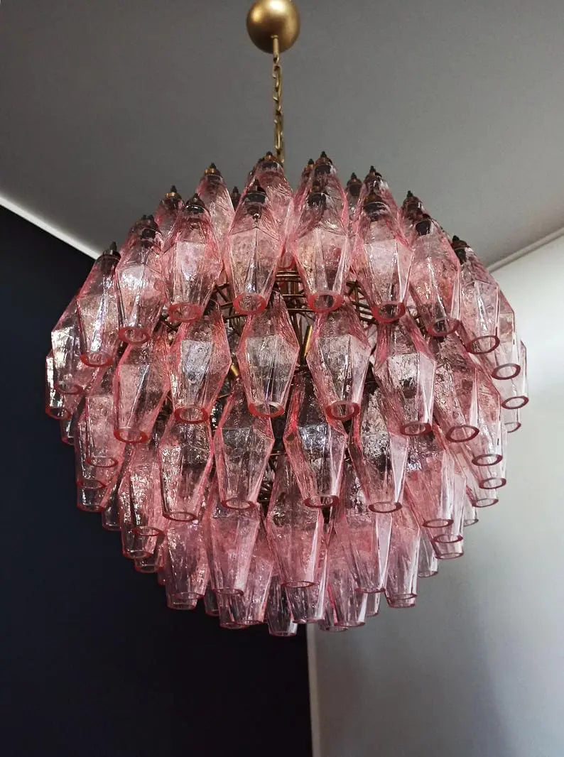 Murano Chandelier – Poliedri -140 glass – Pink - Zonesus