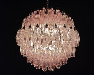Murano Chandelier – Poliedri -140 glass – Pink - Zonesus