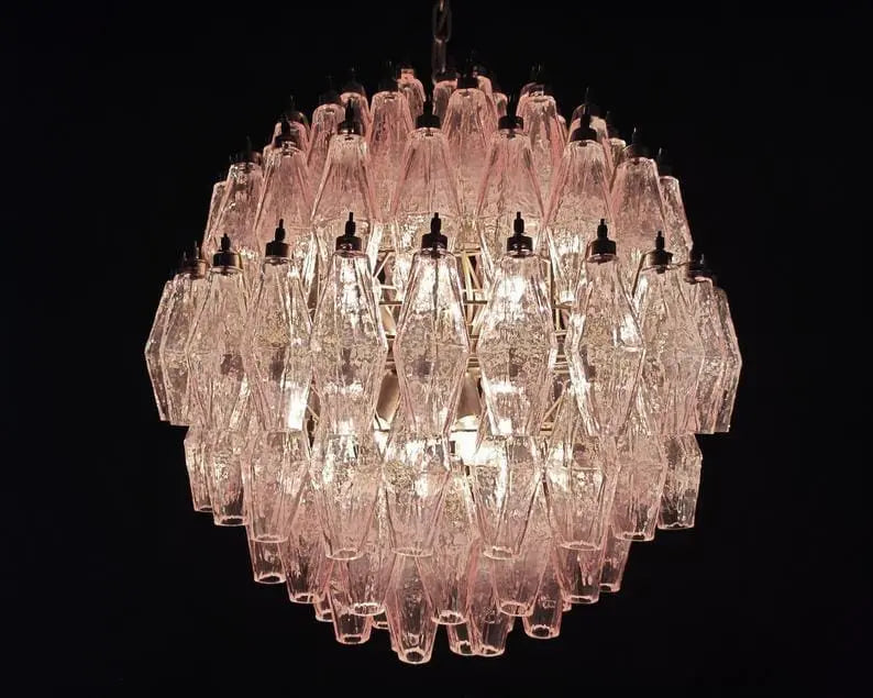 Murano Chandelier – Poliedri -140 glass – Pink - Zonesus