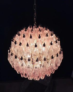 Murano Chandelier – Poliedri -140 glass – Pink - Zonesus