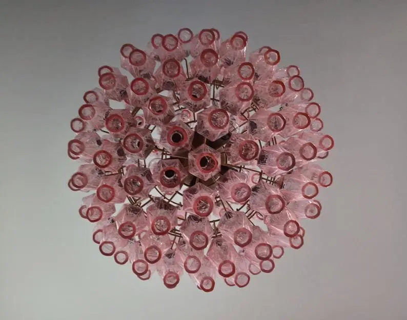 Murano Chandelier – Poliedri -140 glass – Pink - Zonesus